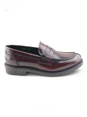 B2 Burgundy Penny Loafers - Classic Slip-On Dress Shoes Size 41